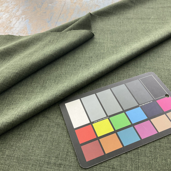 Two Tone Heathered Forest Green Poplin Fabric  | Vintage Drapery / Apparel Fabric  | Linen Weave / 100% Poly | 58 Wide | By the Yard