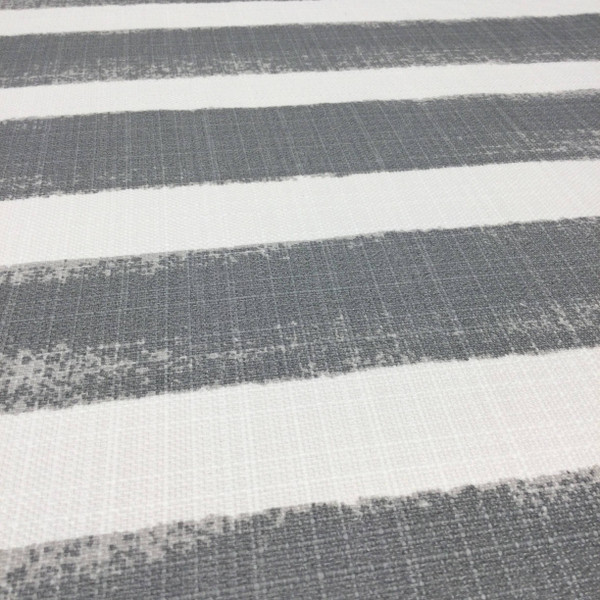 Deckled Edge Stripes Gray / White Canvas | Home Decor Fabric | Premier Prints | 54 Wide | By the Yard