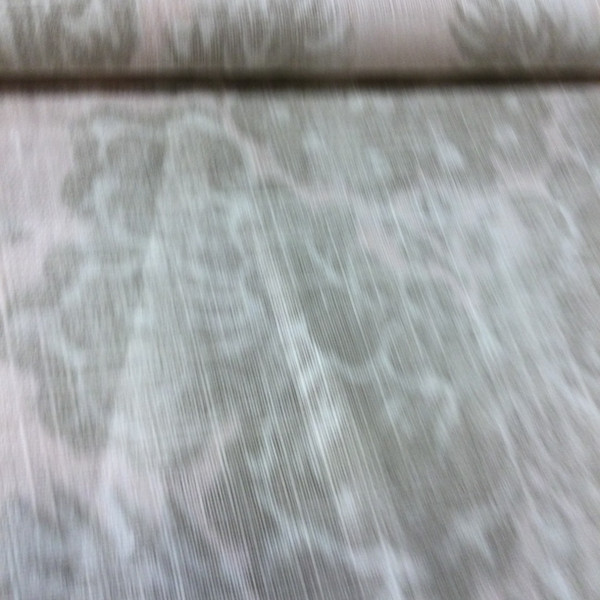 5.8 Yard Piece of Home Decor Fabric | Shabby Damask Off White / Gray | Upholstery / Drapery | 54" Wide
