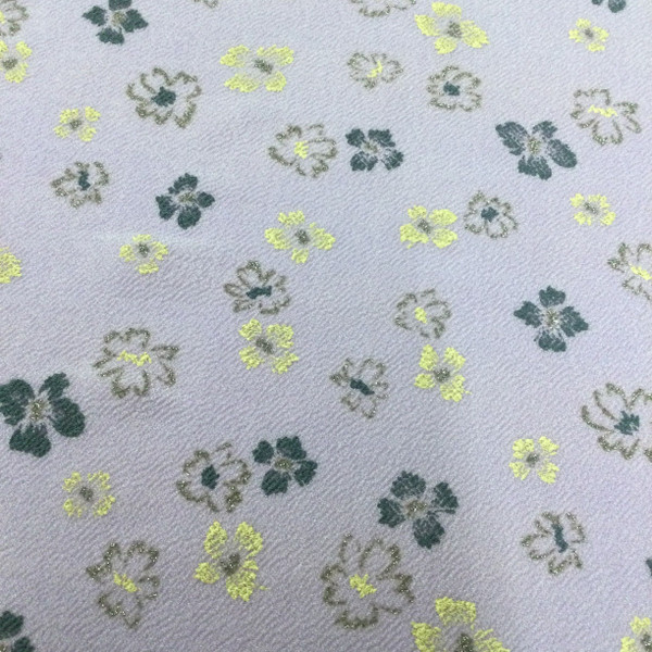 Rough Textured Scattered Gold Floral on Lavender Stretch Knit Fabric