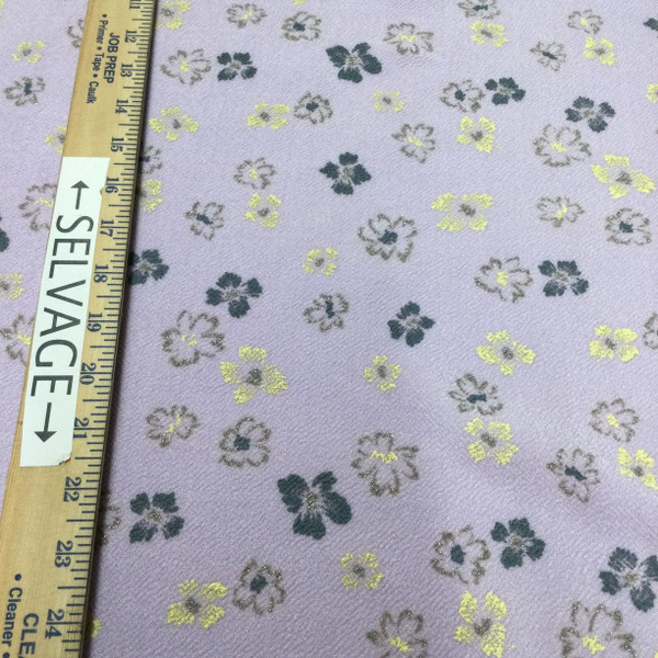 Rough Textured Scattered Gold Floral on Lavender Stretch Knit Fabric