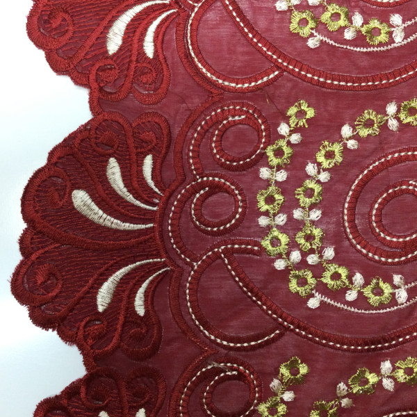 Burgandy Floral Woven Chiffon Fabric