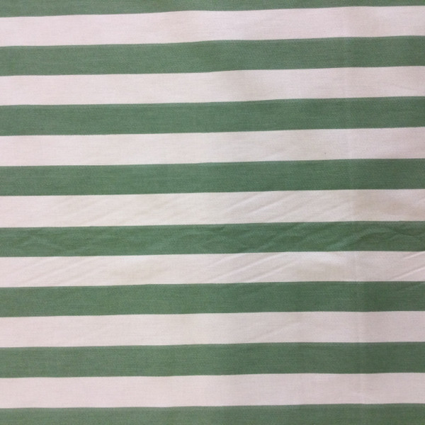 4.55 Yard Piece of Home Decor Fabric | Green and White Stripes | Upholstery / Drapery | 54" Wide