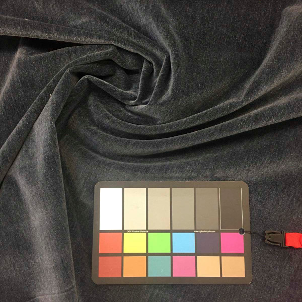 1.55 Yard Piece of Blue-Gray Cotton Velvet Upholstery Fabric Briar Velvet Atlantic