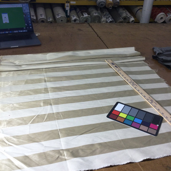 Ivory/Tan Two Toned Vertical Wide Stripes | Home Decor Fabric | Drapery / Light Upholstery | 54" Wide | By the YardPHXUPH-1002-R1