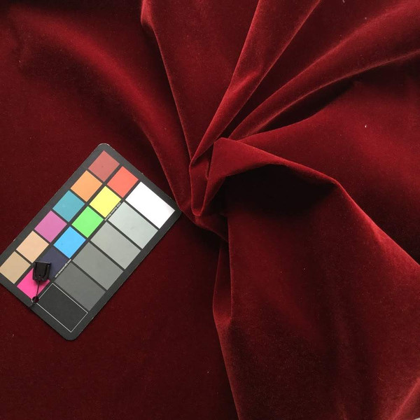 4 Yard Piece of Burgundy Red Flocked Velvet Upholstery Fabric | 54 Inches | By the Yard | Soft