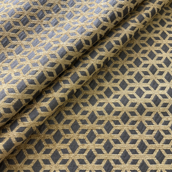 Modern Geometric Jaquard Golden Brown and Grey | Chenille Upholstery Fabric | 54" Wide | Heavy Weight | By the Yard