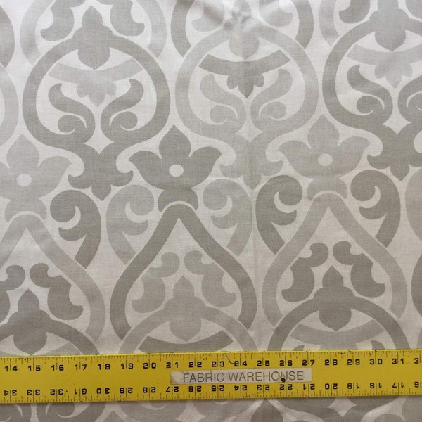 1.75 Yard Piece of Chic Damask in Gray and White | Upholstery / Drapery Fabric | 54" Wide | BTY