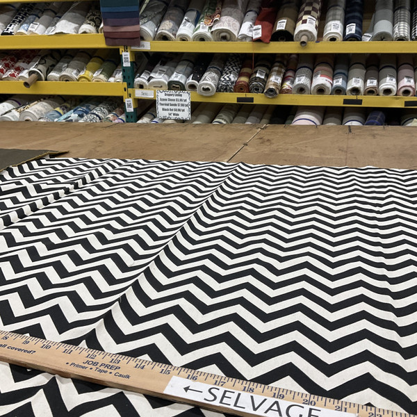 Black and White Chevron | Medium Weight Home Decor Fabric | Curtains / Slipcovers | 46" Wide | By the Yard