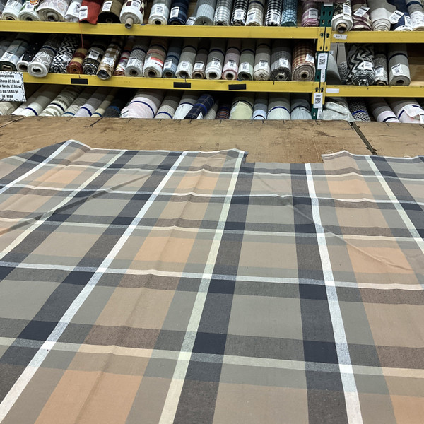 Kingston in color Truffle | Plaid | Tan / Gray | Medium Weight Upholstery / Drapery Fabric | 54" Wide | By the Yard