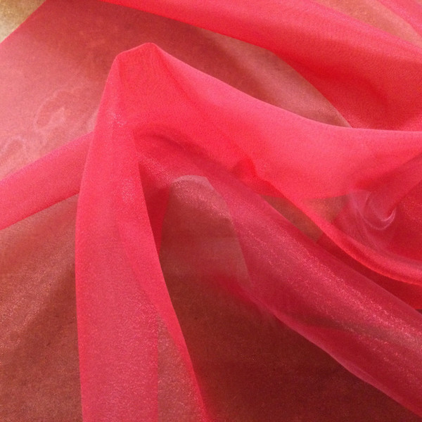 12.8 Yard Piece of Bright Red Polyester Organza Fabric | Apparel | Special Occasion | Dress | 60 inches Wide
