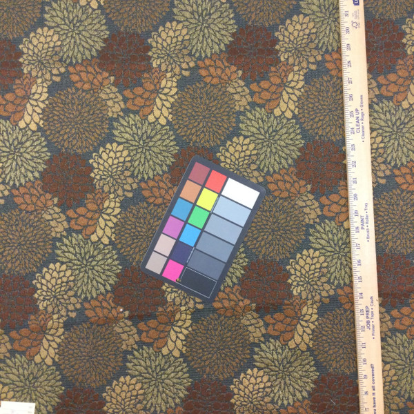 Potelle in color Jewell | Modern Mums Floral in Brown / Gold / Gray | Heavyweight Upholstery / Slipcover Fabric | Jacquard | 54" Wide | By the Yard