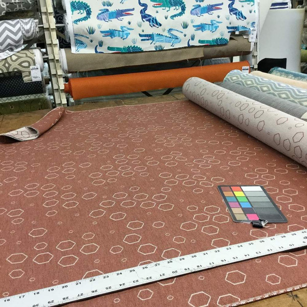 4.875 Yard Piece of Sunbrella Gray and Brown Geometric | Furniture Weight Fabric | 44338-0003