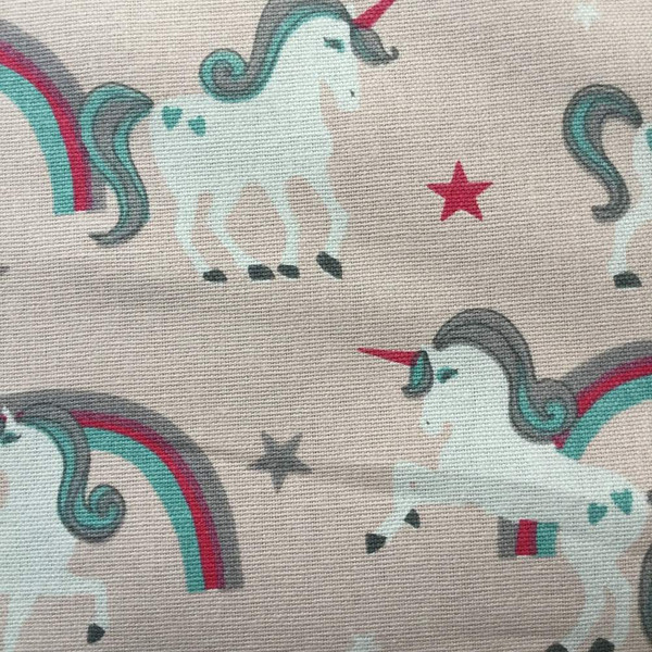 2.125 Yard Piece of Unicorns and Rainbows in Pink Home Decor Fabric | Premier Prints | 54 Wide | BTY