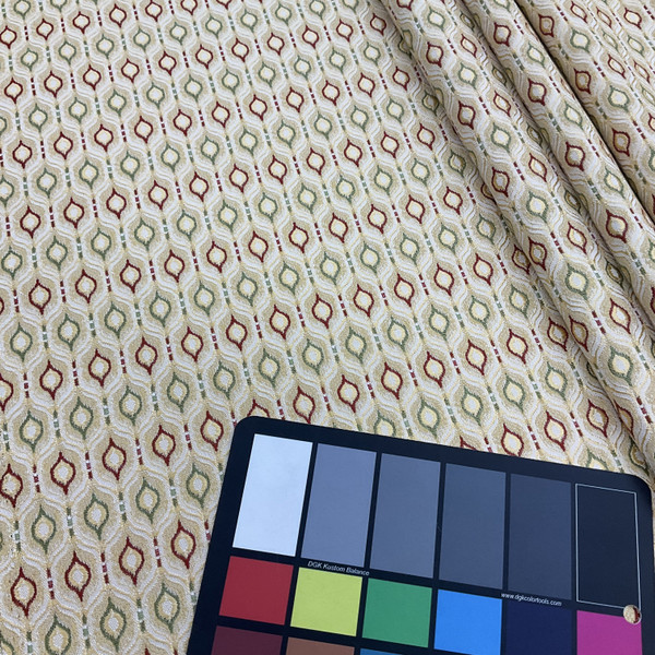 Gabby in Grass | Contemporary Ogee in Yellow / Red / Green  | Upholstery Fabric | Regal Fabrics Brand | 54" Wide | By the Yard