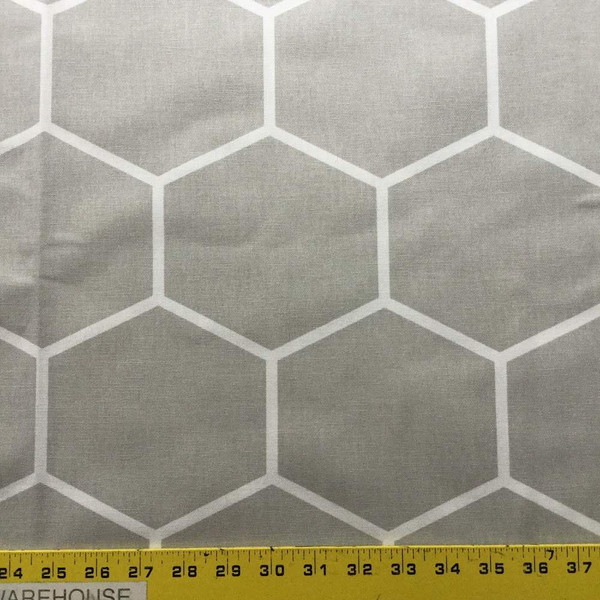 3 Yard Piece of Geometric Honeycomb in Gray and White | Home Decor Fabric | 54" W | By the Yard