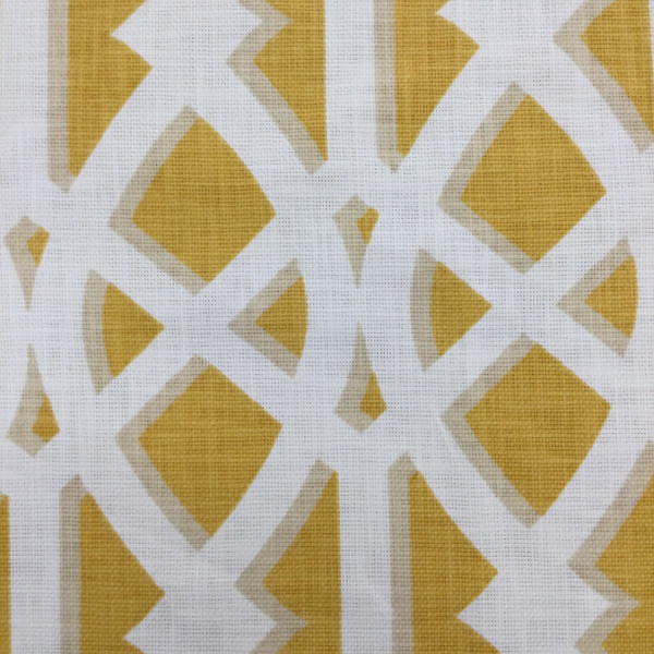 Elton in Yolk | Basketweave Lattice in Yellow / White | Upholstery / Drapery Fabric | P/Kaufmann | 54" Wide | By the Yard