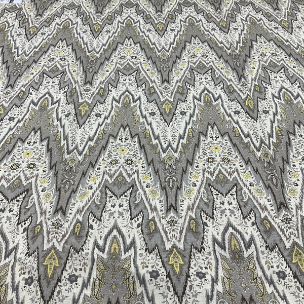 Bray Flamestitch in Silver Birch | Bohemian Chevron Grey / Beige / Yellow | Upholstery / Drapery Fabric | P/K Lifestyles | 54" Wide | By the Yard