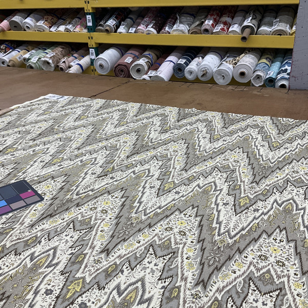 Bray Flamestitch in Silver Birch | Bohemian Chevron Grey / Beige / Yellow | Upholstery / Drapery Fabric | P/K Lifestyles | 54" Wide | By the Yard