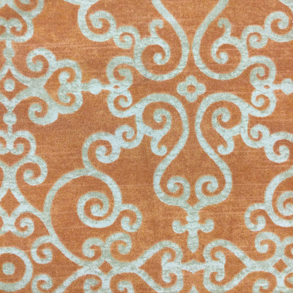 Tendril in Chili | Scrollwork in Orange and Beige | Upholstery / Drapery Fabric | P/K Lifestyles | 54" Wide | By the Yard
