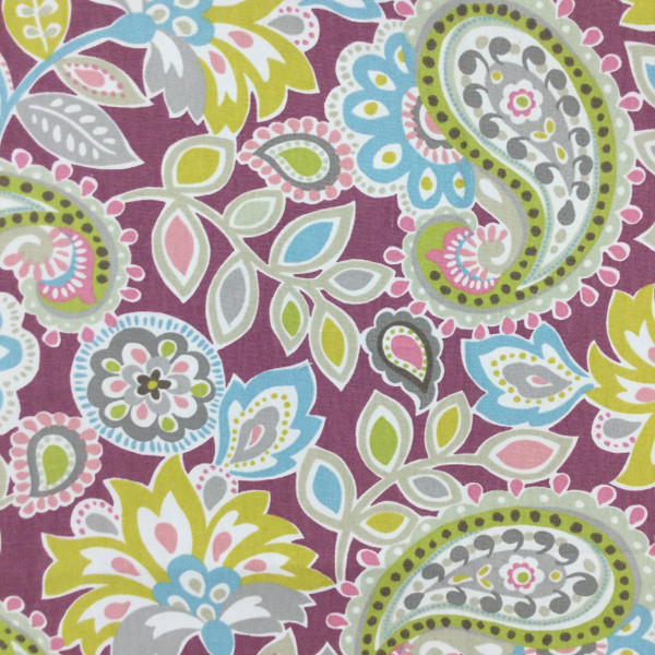 Ollie in Berry | Paisley Floral in Purple / Blue / Green | Upholstery / Drapery Fabric | P/Kaufmann | 54" Wide | By the Yard