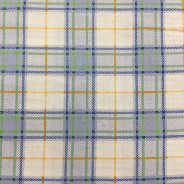 100% Cotton Quilting Fabric | Blue Green Yellow Plaid Tartan | 44" Wide | By The Yard