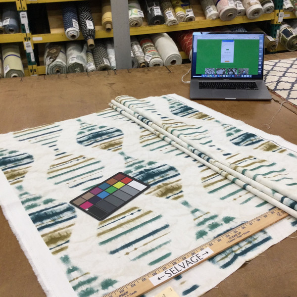 Eventide in Dusk | Tie Dye Ogee in Blue and Green | Home Decor Fabric | Richloom Brand | Drapery / Upholstery | 54" Wide | By the Yard