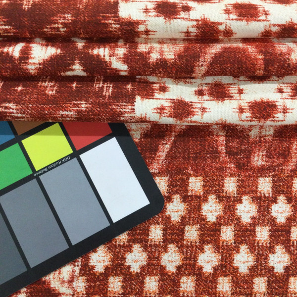 Shibori in Fiesta | Bohemian Patchwork Block Print in Red and White | Home Decor Fabric | Covington | 54" Wide | By the Yard