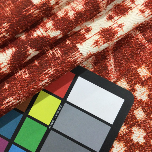 Shibori in Fiesta | Bohemian Patchwork Block Print in Red and White | Home Decor Fabric | Covington | 54" Wide | By the Yard