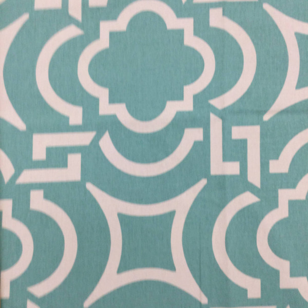 Carmody in Turquoise | Modern Scrollwork in Turquoise and Off-White | Upholstery / Drapery Fabric | Richloom | 54" Wide | By the Yard