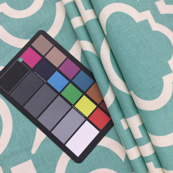 Carmody in Turquoise | Modern Scrollwork in Turquoise and Off-White | Upholstery / Drapery Fabric | Richloom | 54" Wide | By the Yard