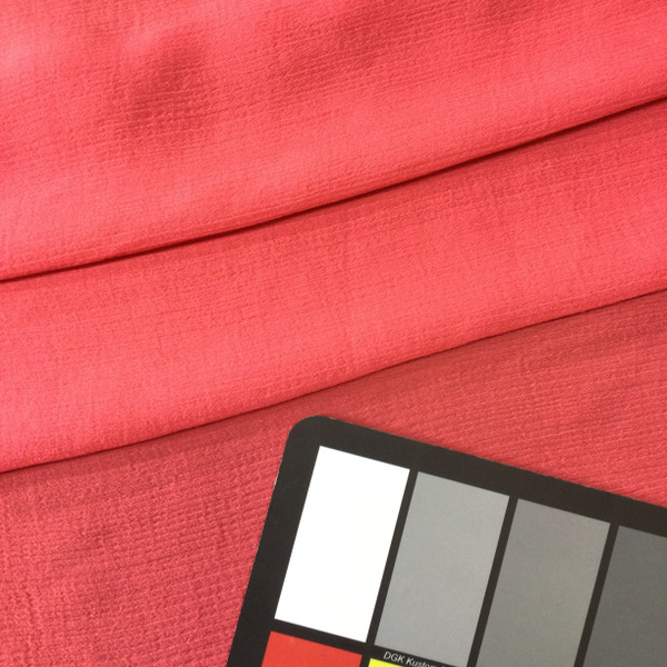 Salmon Red Sheer Crepe Chiffon Fabric | Special Occasion Apparel | By The Yard | 45 Inch Wide