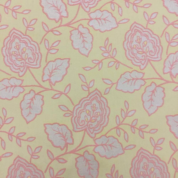 Peach and Muted Yellow Floral Upholstery Fabric | Durable | 54"W | By The Yard