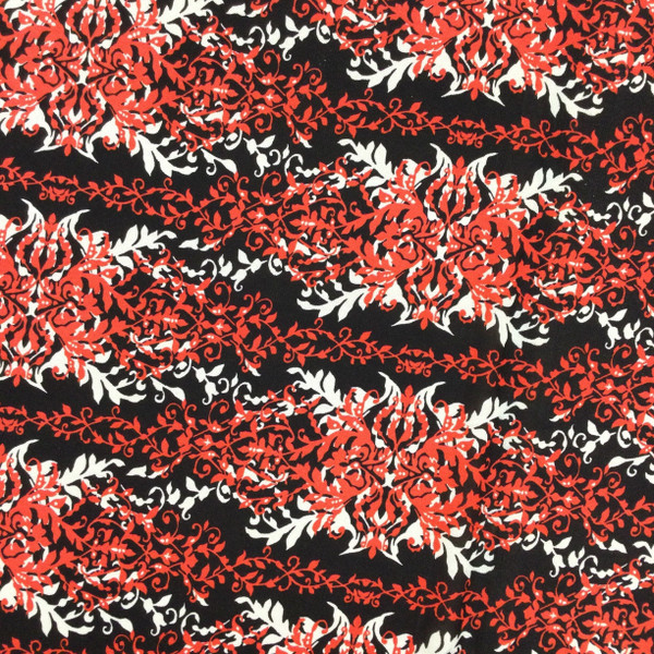 19.8 Yard Piece of Sheer Knit Apparel Fabric | Red / Black / White | 60" Wide