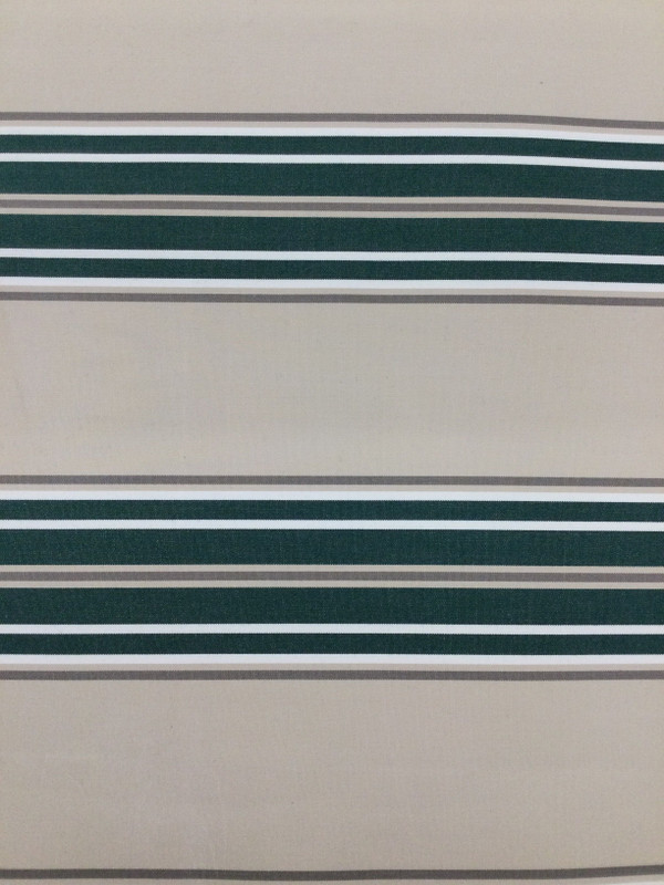 Beige/ Forest Green /Khaki Stripe | 46 inch | Awning and Marine Weight Fabric | Outdoor Coverings | By The Yard