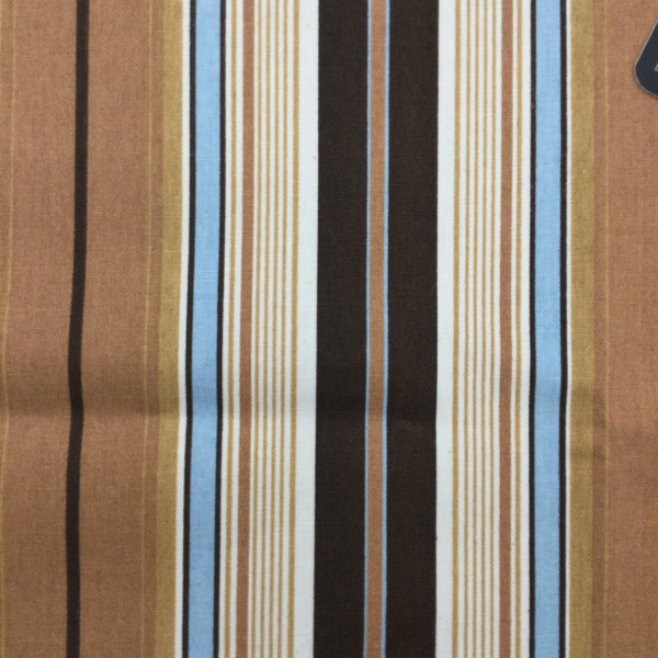 Thick and Thin Stripes in Brown / Tan / Blue | Home Decor / Drapery Fabric | 54" Wide | By the Yard