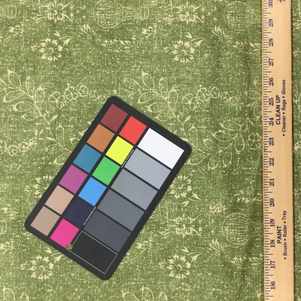 Floral with Hot Air Balloon | Green | Home Decor / Drapery Fabric | P/Kaufmann | 54" Wide | By the Yard