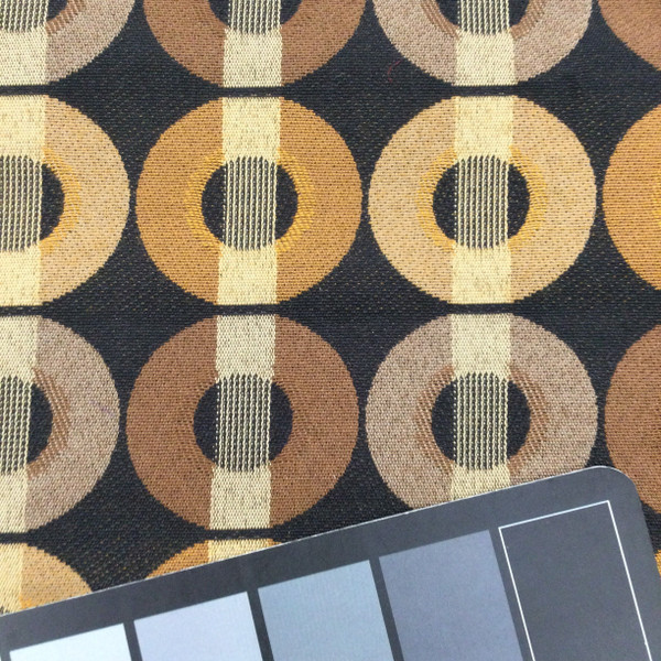 Geometric Circles in Brown and Black | Upholstery / Slipcover Fabric | 54" Wide | By the Yard