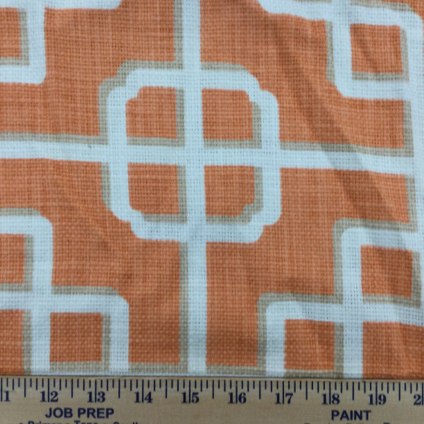 Lattice in Orange and Ivory| Home Decor / Drapery Fabric | 54" Wide | By the Yard