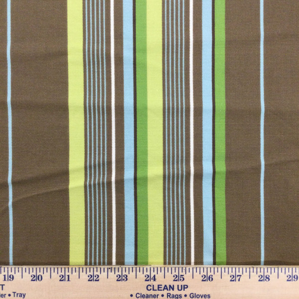 Thick and Thin Stripes in Green / Brown / Blue | Home Decor / Drapery Fabric | 54" Wide | By the Yard