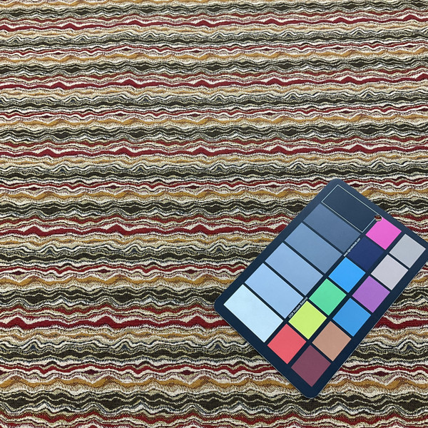 Wavy Stripe in Brown, Red and Gold and Tan | Heavyweight Upholstery Fabric | By The Yard | 54 Inch Wide