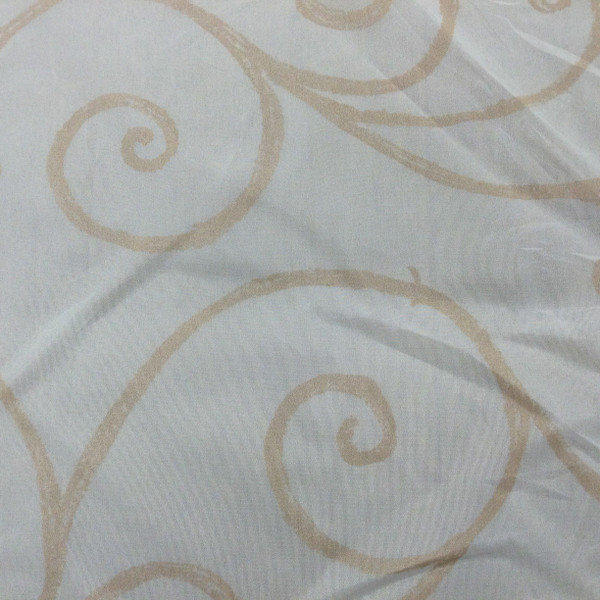 Sheer Cream with Brown Swirls | Sheer Drapery Fabric | 54" Wide | By the Yard