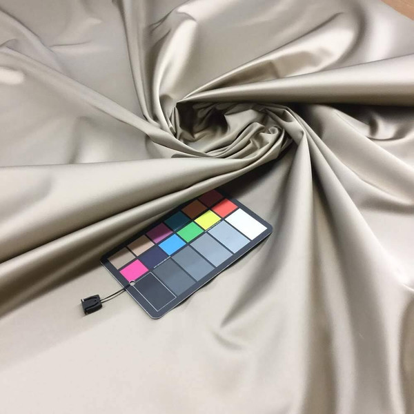 2.325 Yard Piece of Medium Tan Sateen Luster Blackout Curtain Lining | Med Weight | White Backing