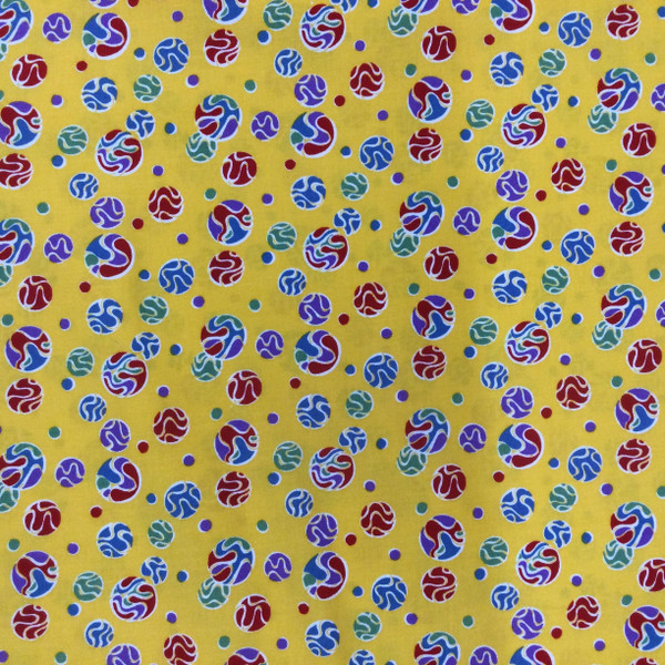 Abstract Balls in Golden Yellow | Red/Blue/Purple | Quilting Fabric | 100% Cotton | 44 wide | By the Yard | 3  3282