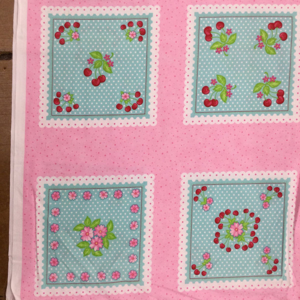 Oh-Cherry-Oh Panel 24x44 | Moda | Pink | Quilting Fabric | 100% Cotton | 44 wide | By the Panel