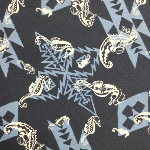 Southwestern Seahorses Navy Blue / White | Quilting Fabric | 100% Cotton | 44 wide | By the Yard 3434