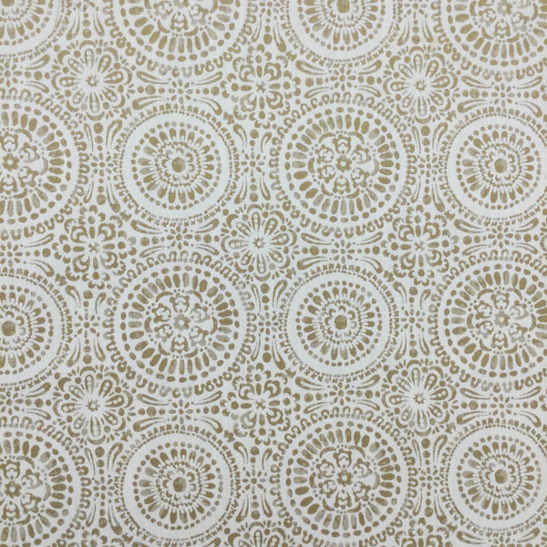 Medallion Geo Jacquard in Bronze and Cream | R-MANDY STRAW | Upholstery Fabric | Regal Fabrics Brand | 54 inch Wide | By the Yard