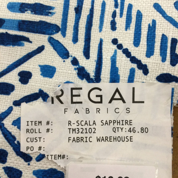 Brushstroke Geo in Royal Blue and White | R-SCALA SAPPHIRE | Upholstery Fabric | Regal Fabrics Brand | 54 inch Wide | By the Yard