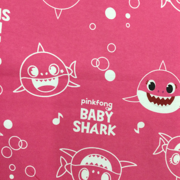 Baby Sharks in Pink and White | Juvenile Flannel Fabric | 44 Wide | 100% Cotton | By The Yard 100