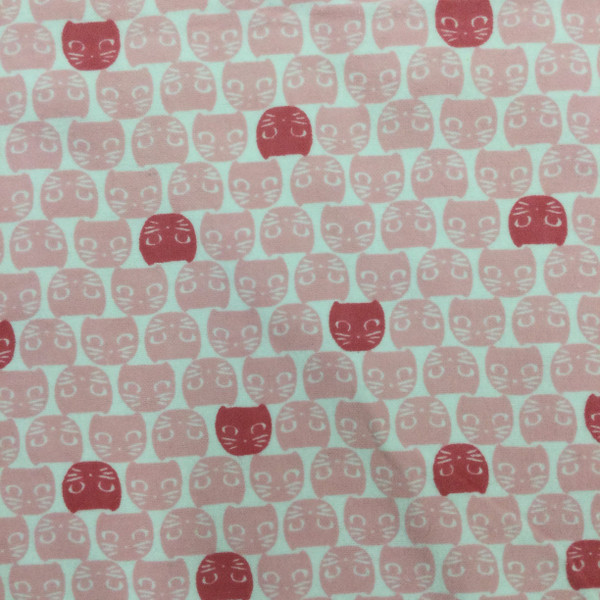 Cat Heads in Light and Dark Pink | Juvenile Flannel Fabric | 44 Wide | 100% Cotton | By The Yard 176